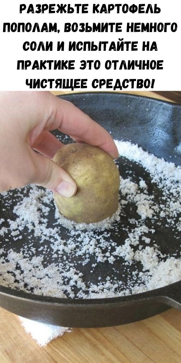 Разрежьте картофель пополам, возьмите немного соли и испытайте на практике это отличное чистящее средство!